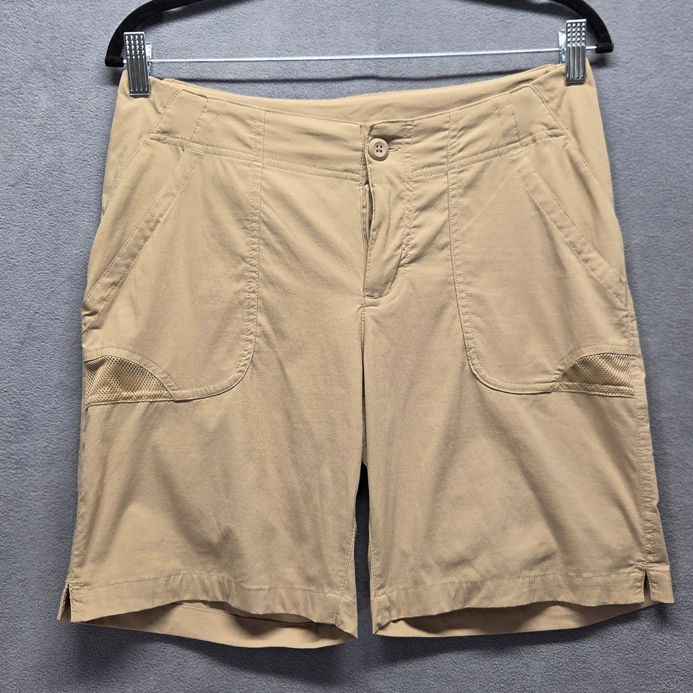 Columbia PFG Ultimate Breakwater Shorts Womens Sz 8 Fossil Khaki Fishing Hiking
